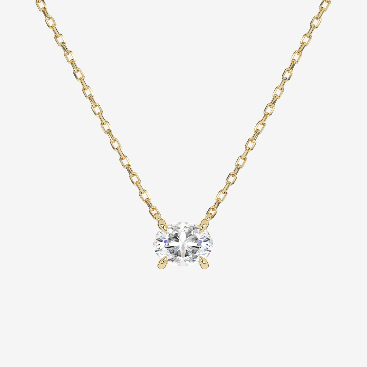 Oval Solitaire Diamond Necklace in Platinum Pendant