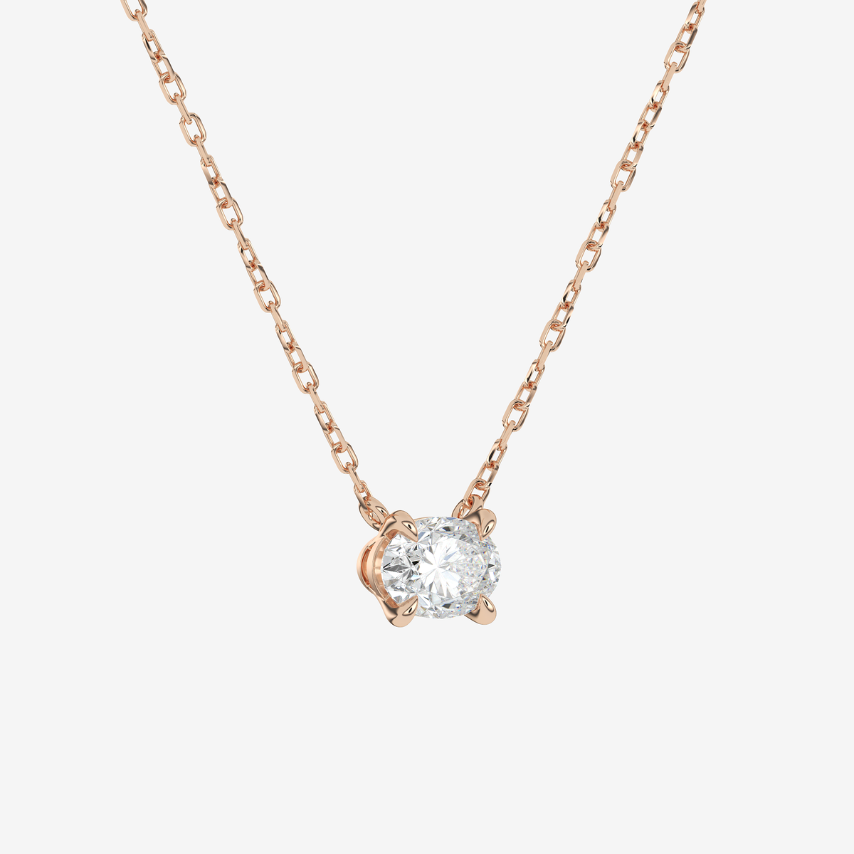 Oval Solitaire Diamond Necklace in Platinum Pendant