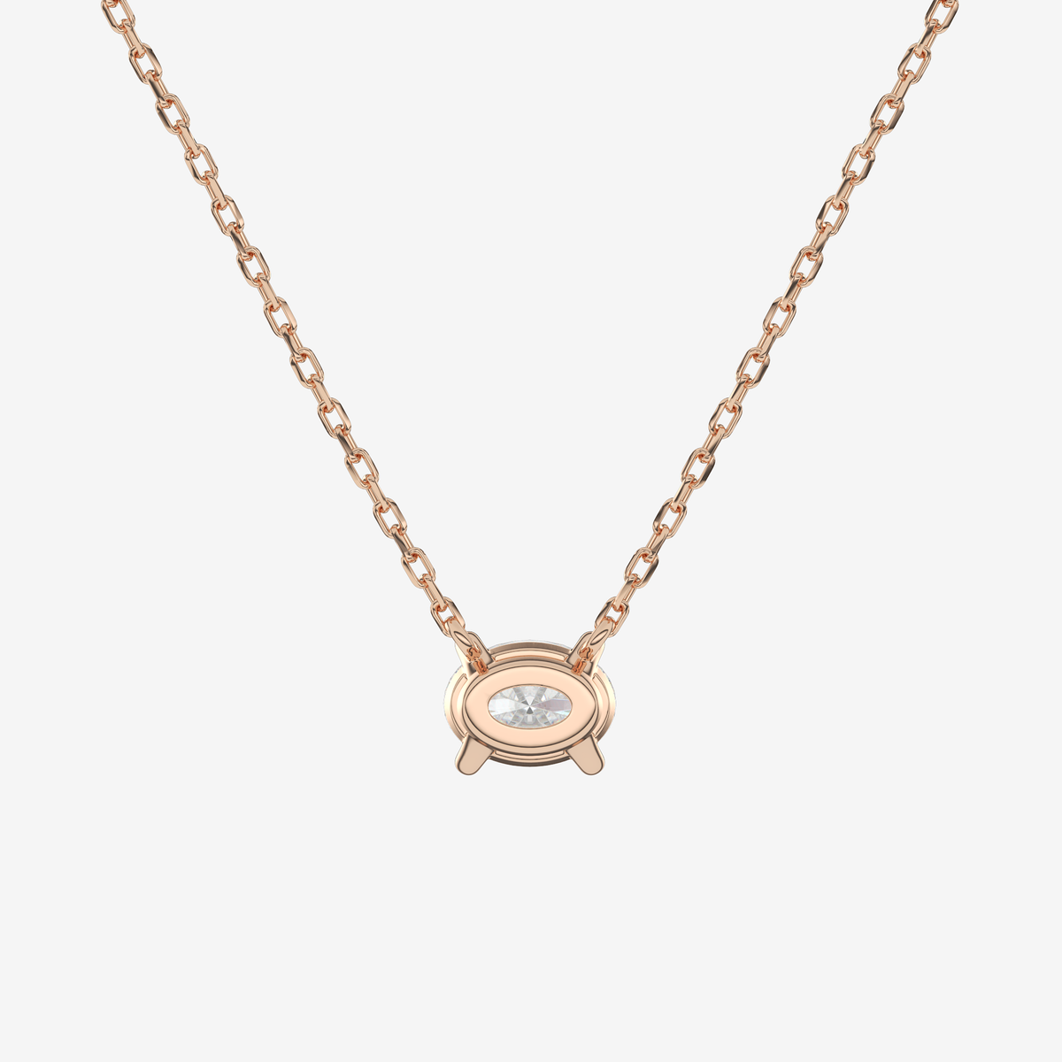 Oval Solitaire Diamond Necklace in Platinum Pendant