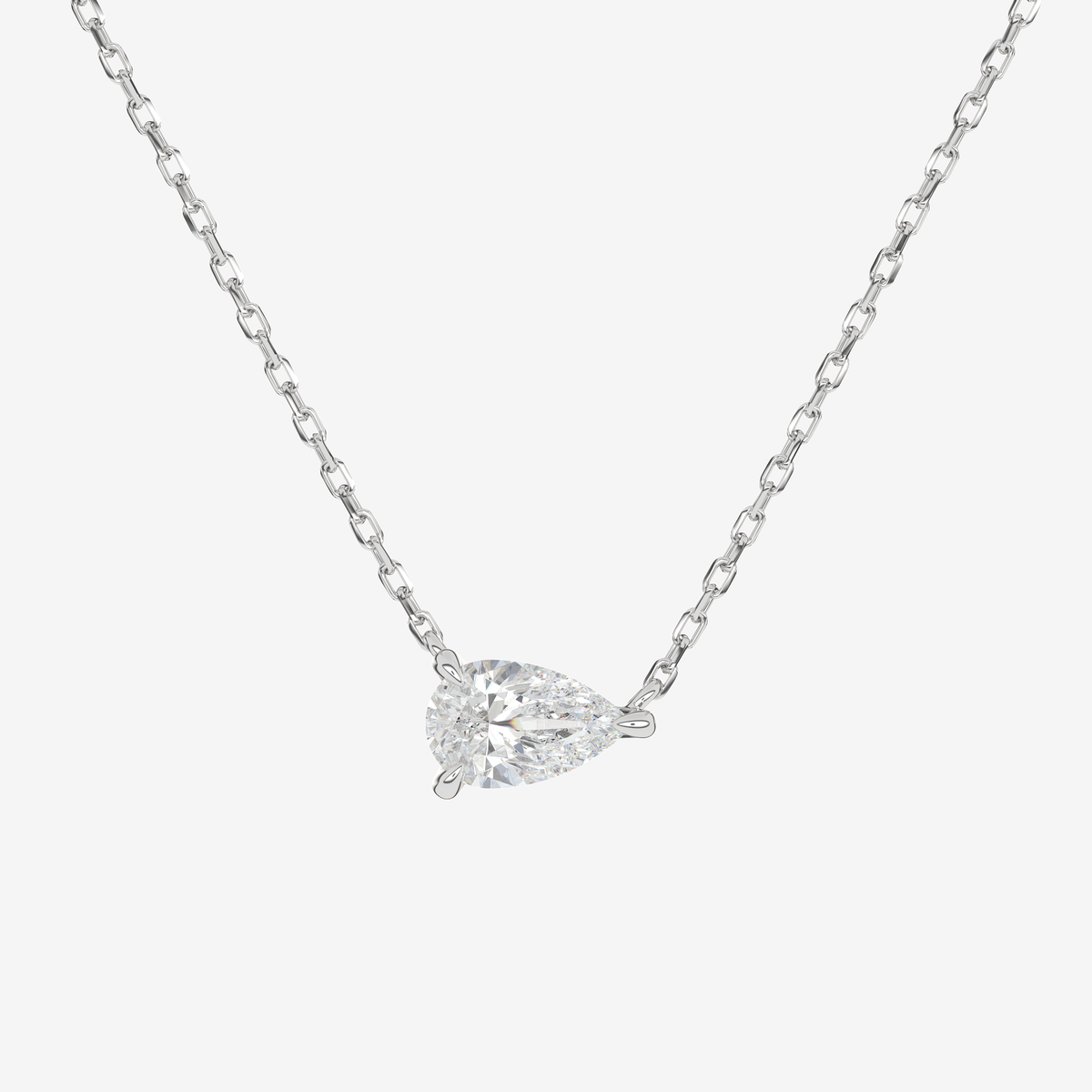 Pear Solitaire Diamond Necklace in Platinum Pendant
