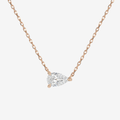Pear Solitaire Diamond Necklace in 14K Rose Gold Pendant
