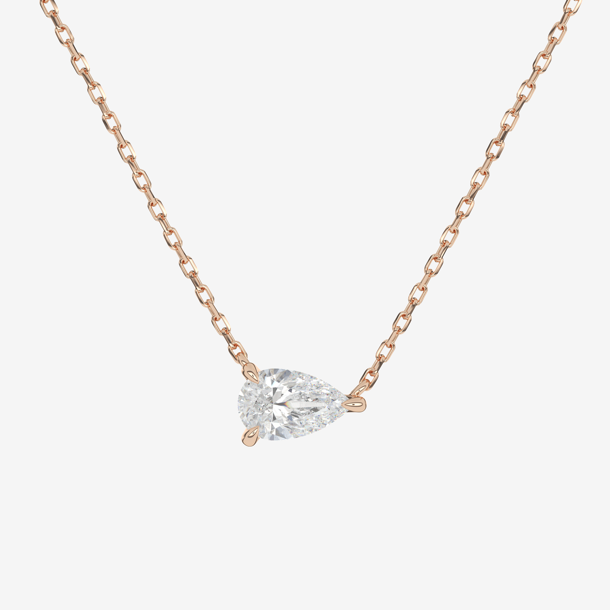 Pear Solitaire Diamond Necklace in Platinum Pendant