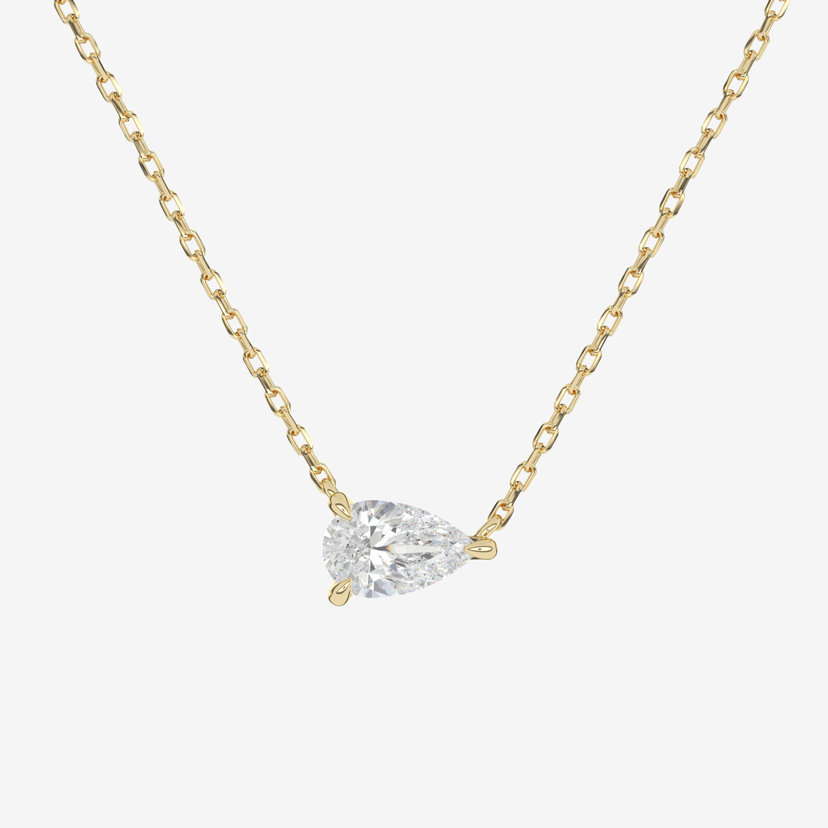 Pear Solitaire Diamond Necklace in Platinum Pendant