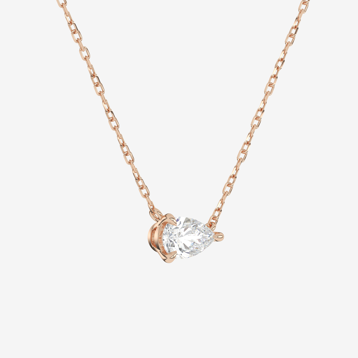 Pear Solitaire Diamond Necklace in Platinum Pendant