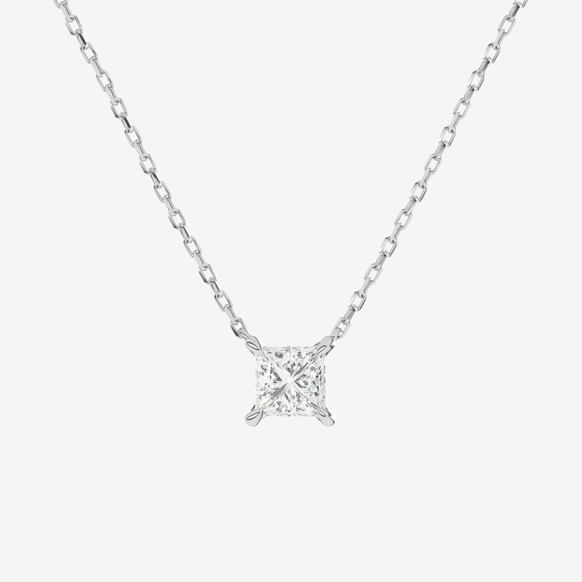 Princess Solitaire Diamond Necklace in Platinum Pendant