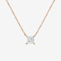 Princess Solitaire Diamond Necklace in 14K Rose Gold Pendant