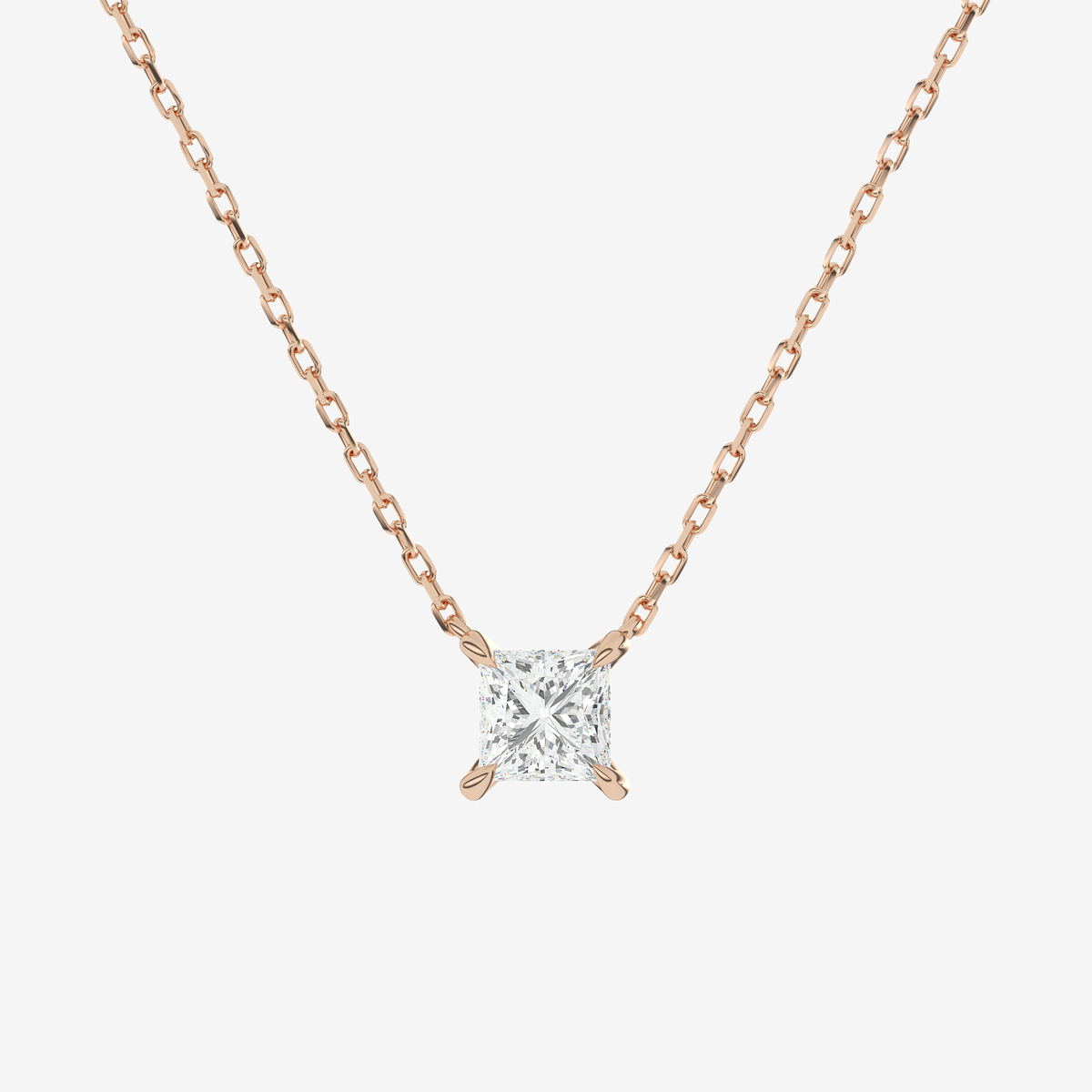 Princess Solitaire Diamond Necklace in Platinum Pendant
