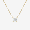 Princess Solitaire Diamond Necklace in 18K Yellow Gold Pendant