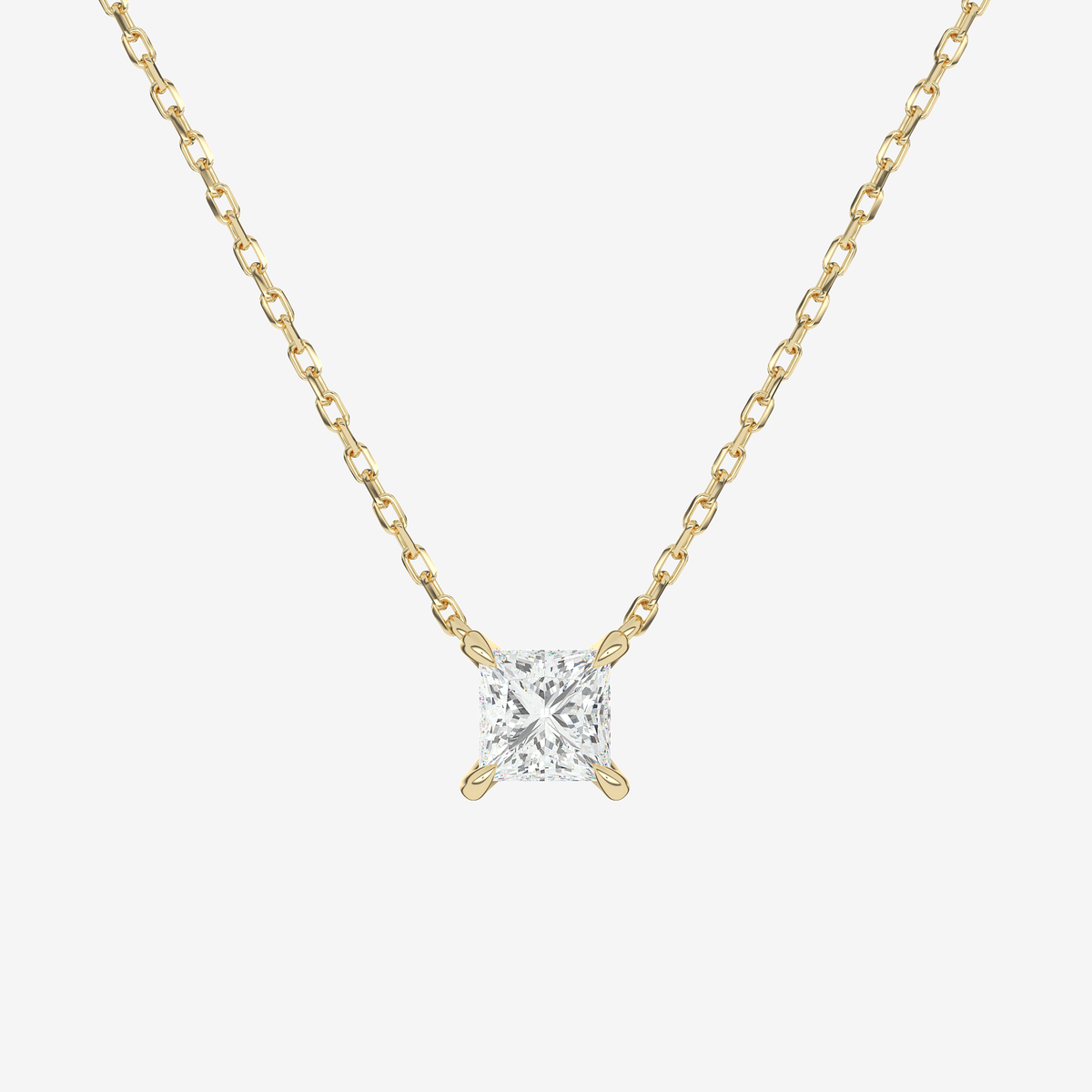 Princess Solitaire Diamond Necklace in Platinum Pendant
