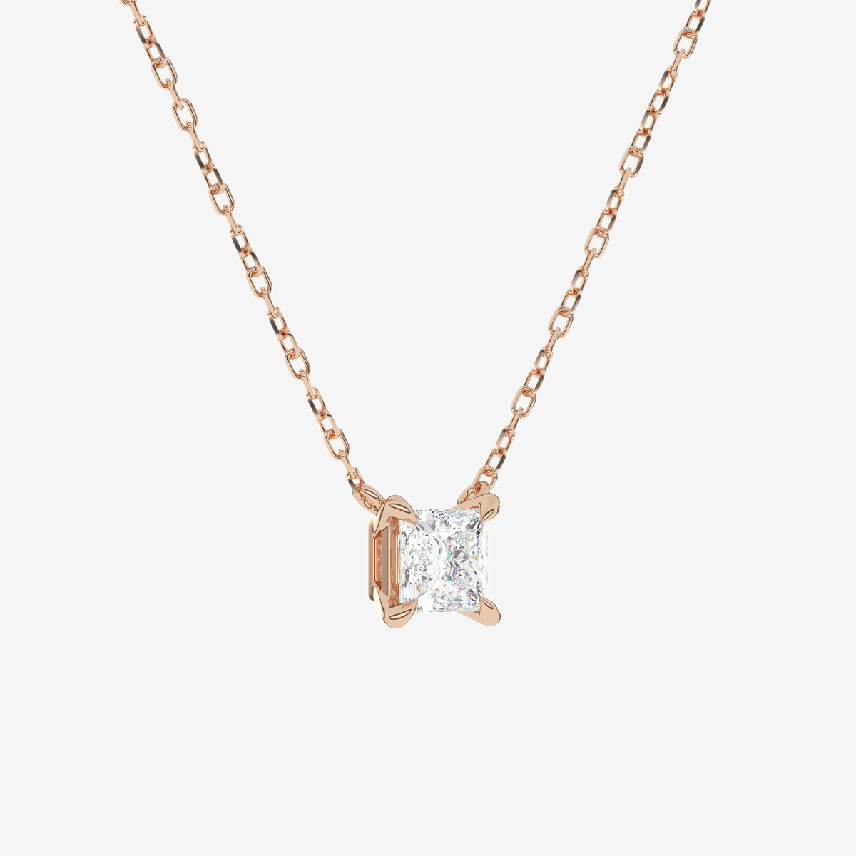 Princess Solitaire Diamond Necklace in Platinum Pendant
