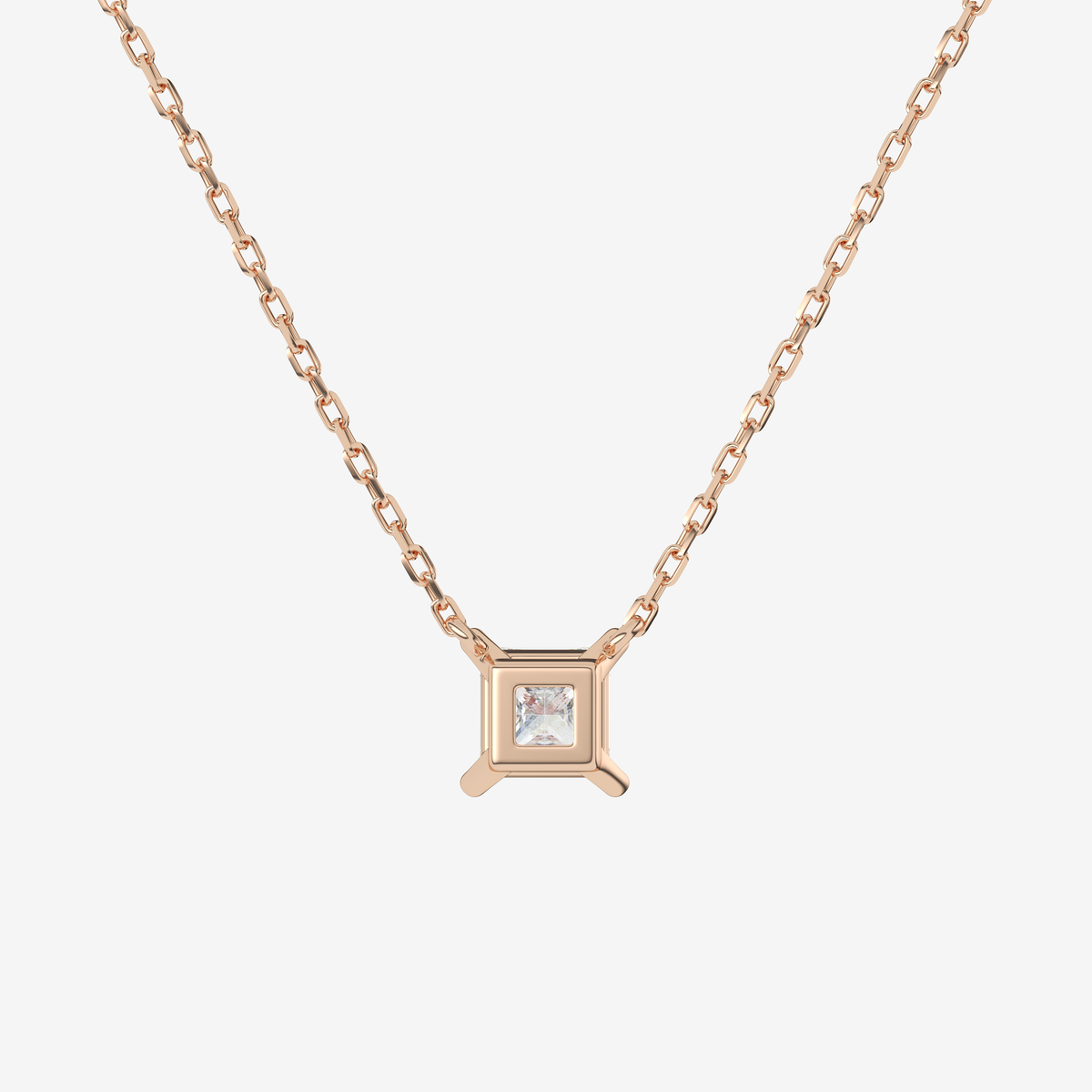 Princess Solitaire Diamond Necklace in Platinum Pendant