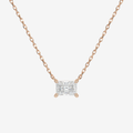 Radiant Solitaire Diamond Necklace in 14K Rose Gold Pendant