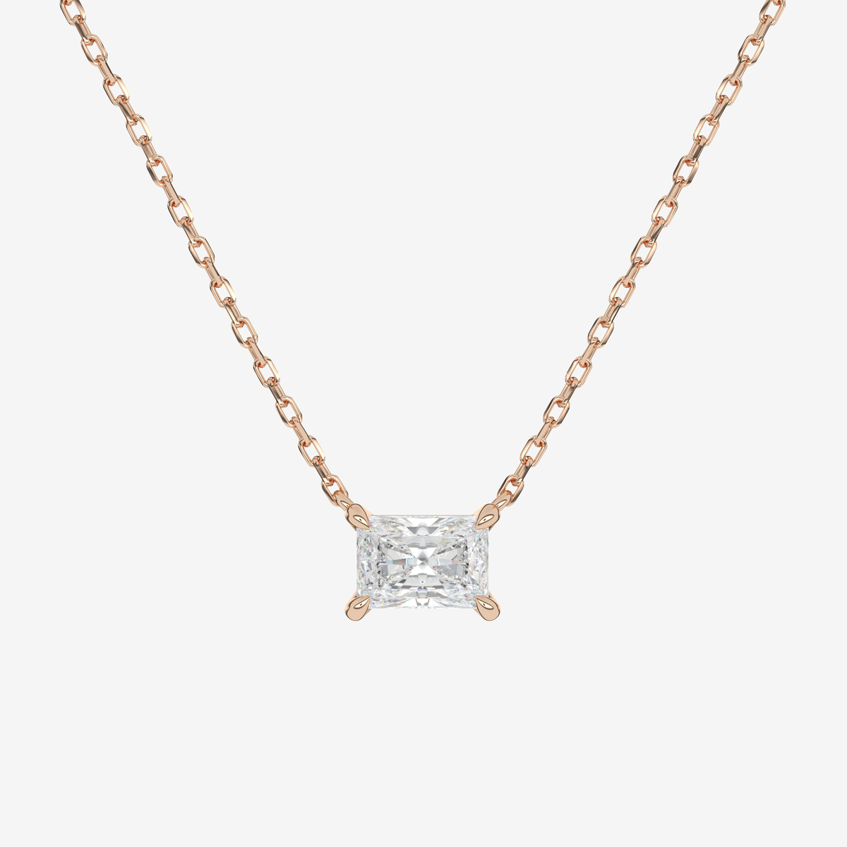 Radiant Solitaire Diamond Necklace in Platinum Pendant