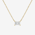 Radiant Solitaire Diamond Necklace in 18K Yellow Gold Pendant