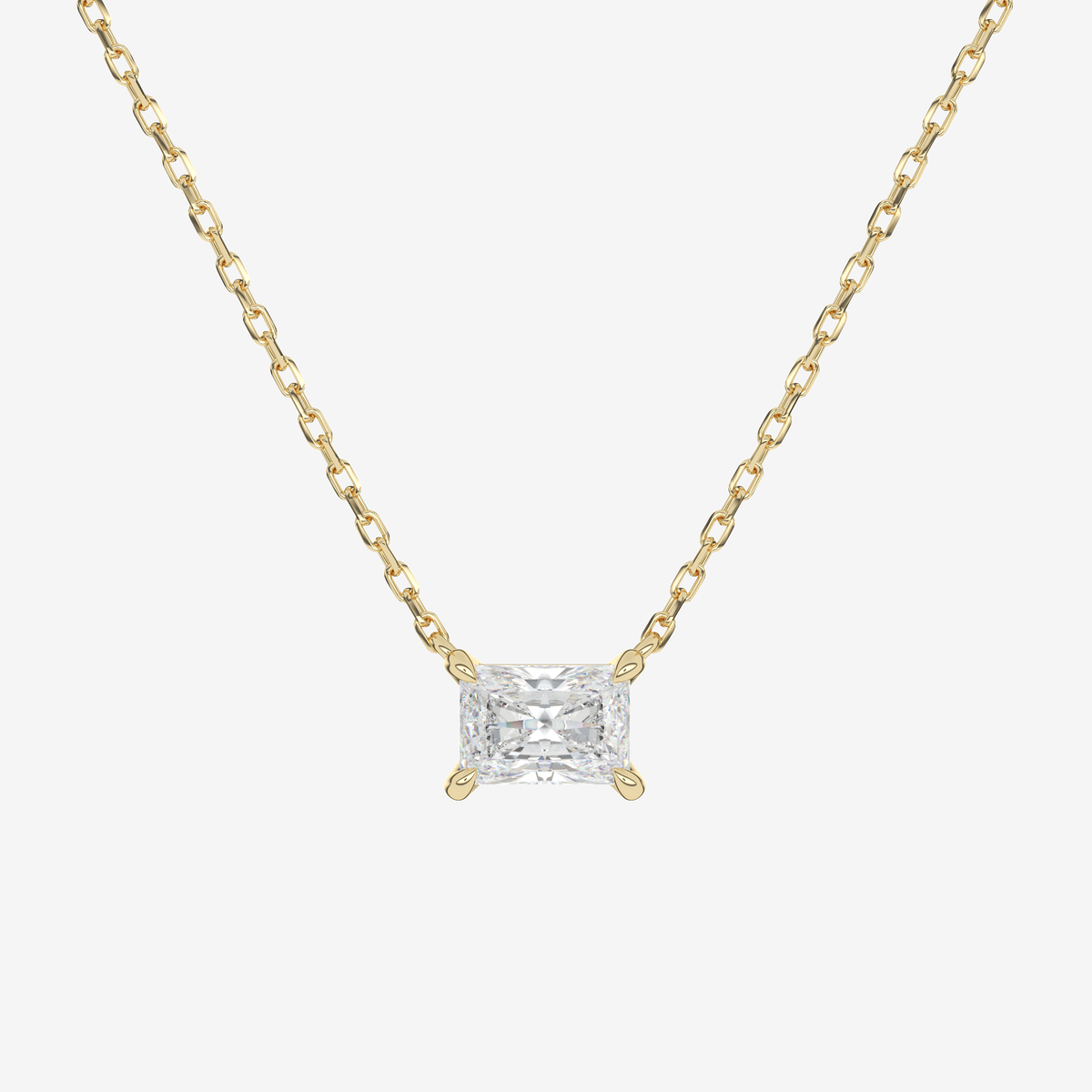 Radiant Solitaire Diamond Necklace in Platinum Pendant