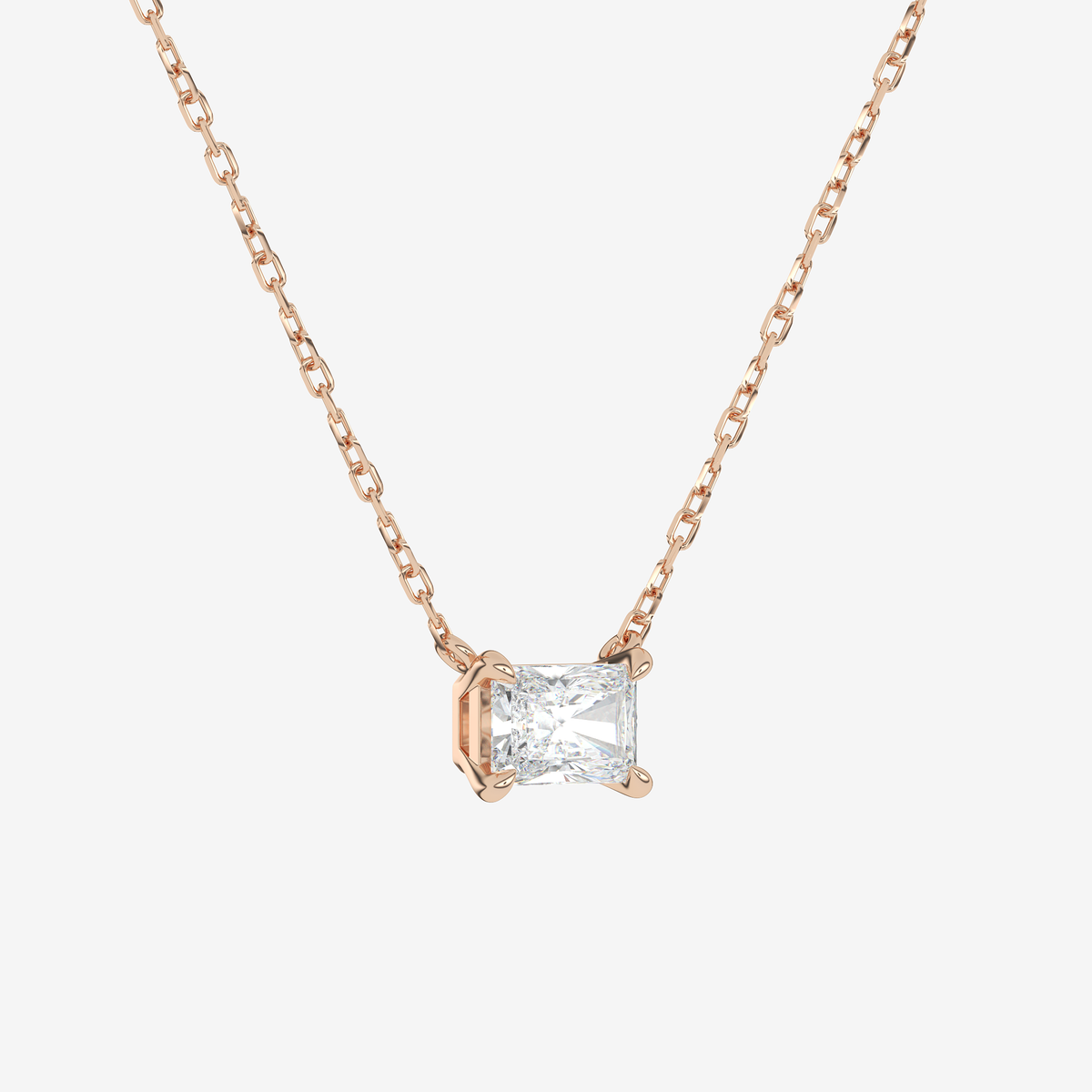 Radiant Solitaire Diamond Necklace in Platinum Pendant