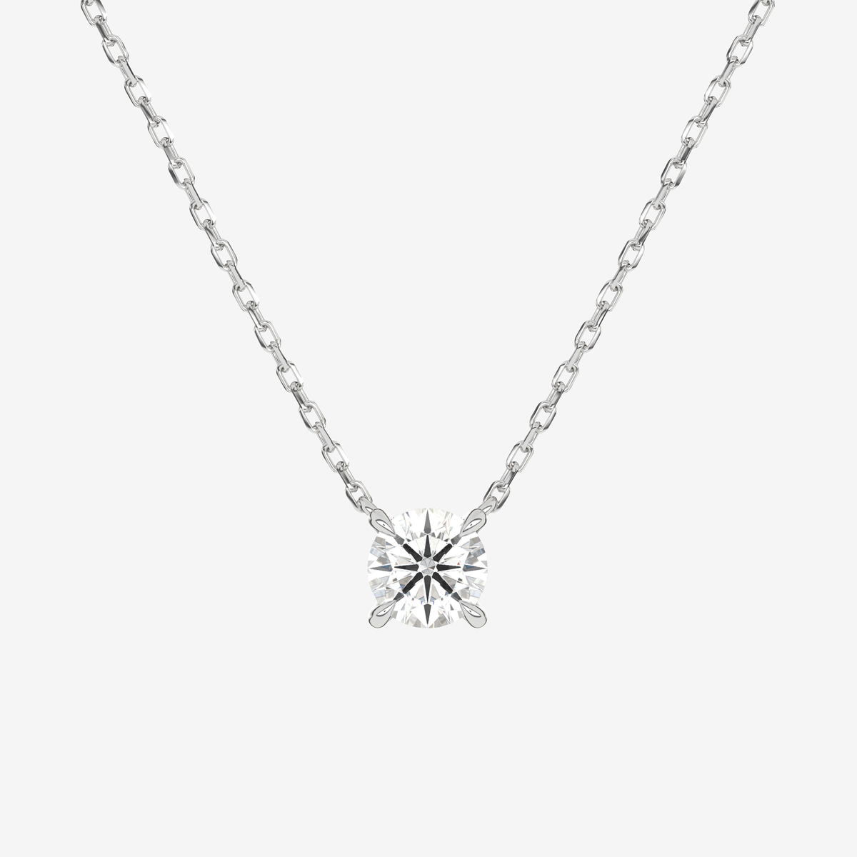 Round Solitaire Diamond Necklace in Platinum Pendant