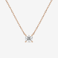 Round Solitaire Diamond Necklace in 18K Rose Gold Pendant