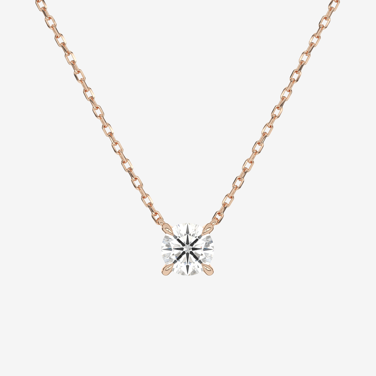 Round Solitaire Diamond Necklace in Platinum Pendant
