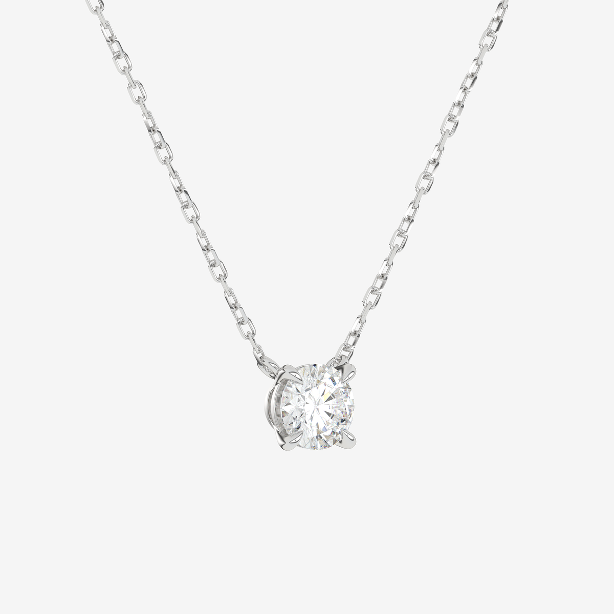 Round Solitaire Diamond Necklace in Platinum Pendant