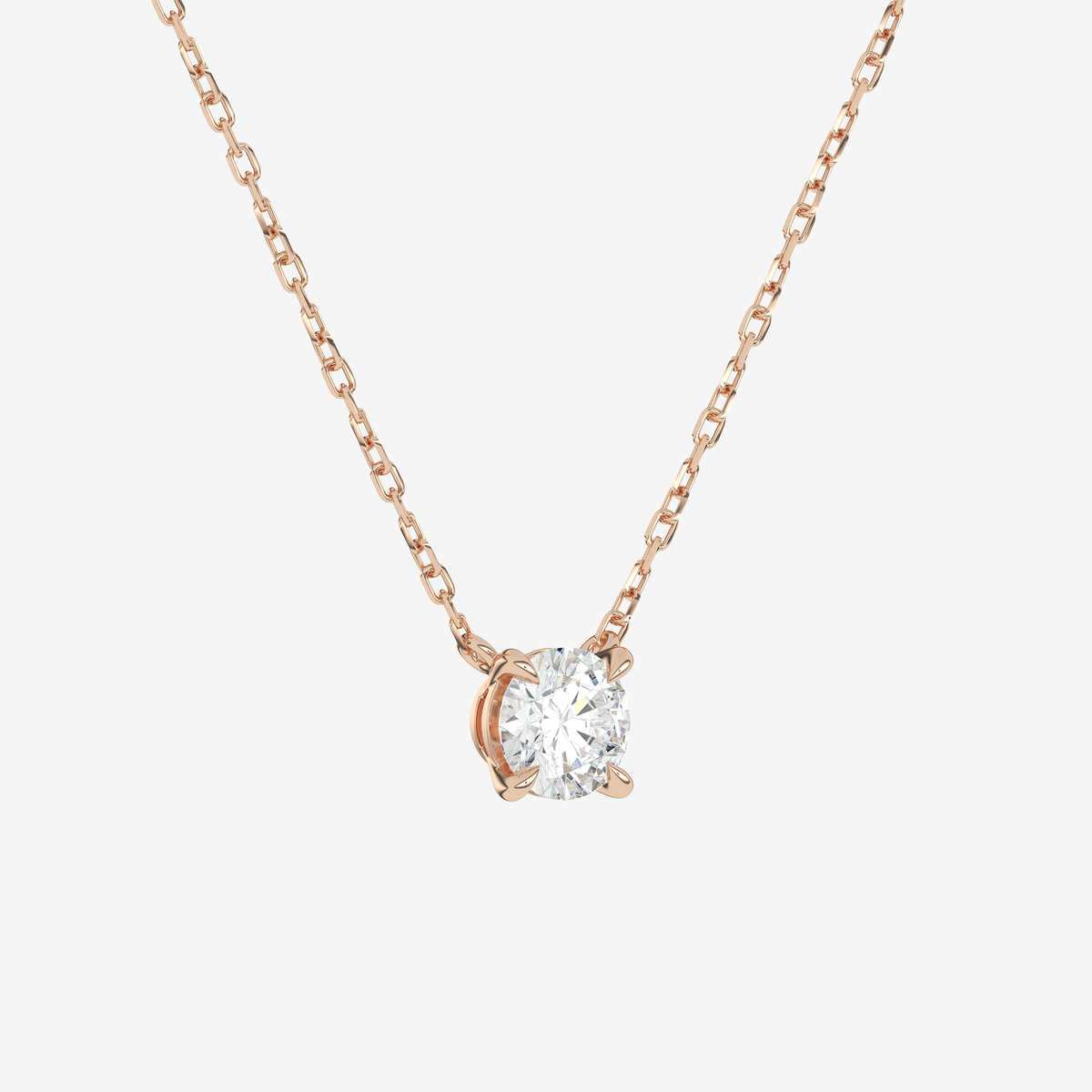 Round Solitaire Diamond Necklace in Platinum Pendant