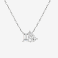 Platinum Toi et Moi Emerald and Pear Lab Grown Diamond Necklace