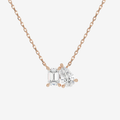 14K Rose Gold Toi et Moi Emerald and Pear Lab Grown Diamond Necklace