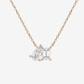 14K Rose Gold Toi et Moi Pear and Emerald Lab Grown Diamond Necklace