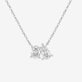 Platinum Toi et Moi Oval and Pear Lab Grown Diamond Necklace