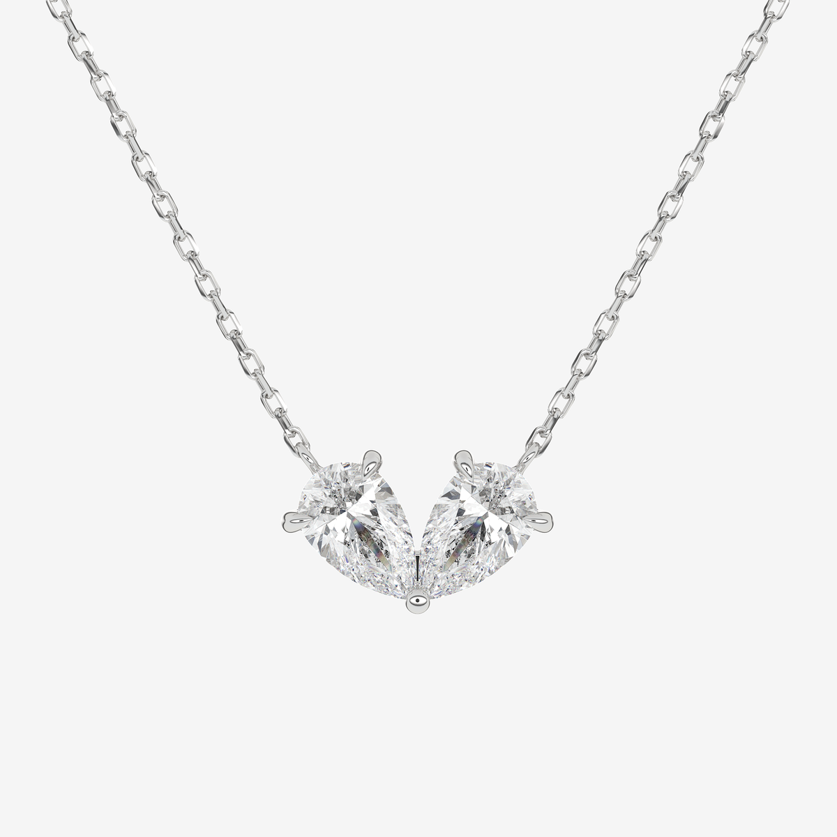 Platinum Toi et Moi Double Inverted Pear Lab Grown Diamond Necklace