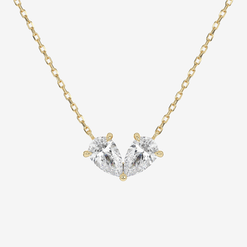 14K Rose Gold Toi et Moi Double Inverted Pear Lab Grown Diamond Necklace
