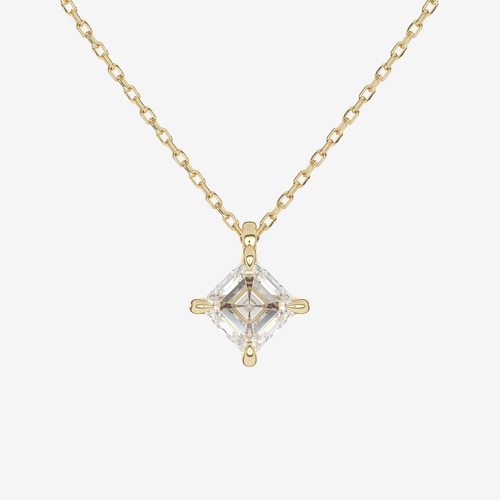14K Rose Gold Asscher Solitaire Lab Grown Diamond Pendant Necklace