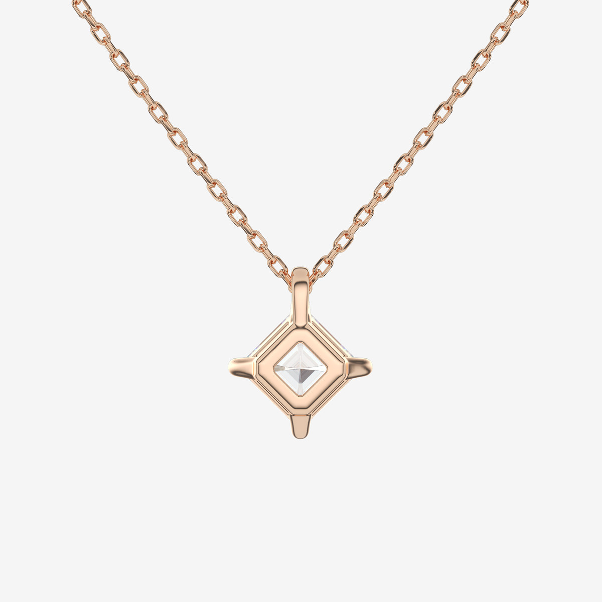 14K Rose Gold Asscher Solitaire Lab Grown Diamond Pendant Necklace