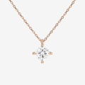 18K Rose Gold Cushion Solitaire Lab Grown Diamond Pendant Necklace