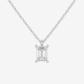 Platinum Emerald Solitaire Lab Grown Diamond Pendant Necklace