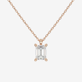 14K Rose Gold Emerald Solitaire Lab Grown Diamond Pendant Necklace