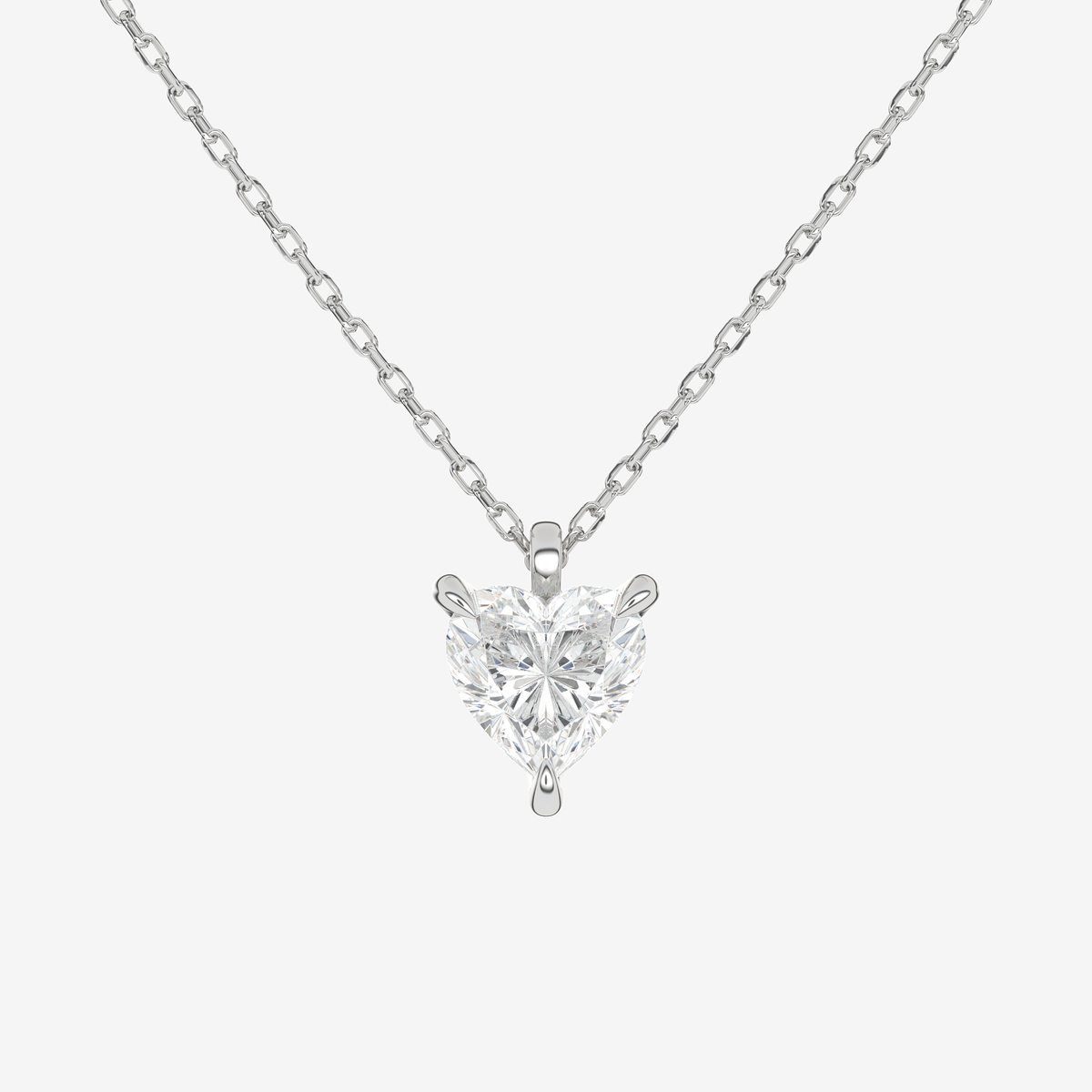 Platinum Heart Solitaire Lab Grown Diamond Pendant Necklace