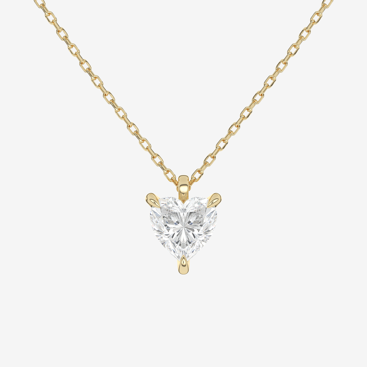 14K Rose Gold Heart Solitaire Lab Grown Diamond Pendant Necklace