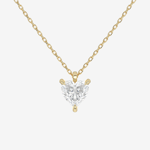 14K Rose Gold Heart Solitaire Lab Grown Diamond Pendant Necklace