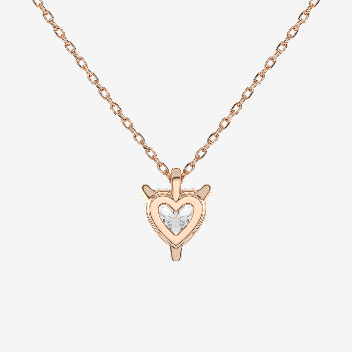14K Rose Gold Heart Solitaire Lab Grown Diamond Pendant Necklace