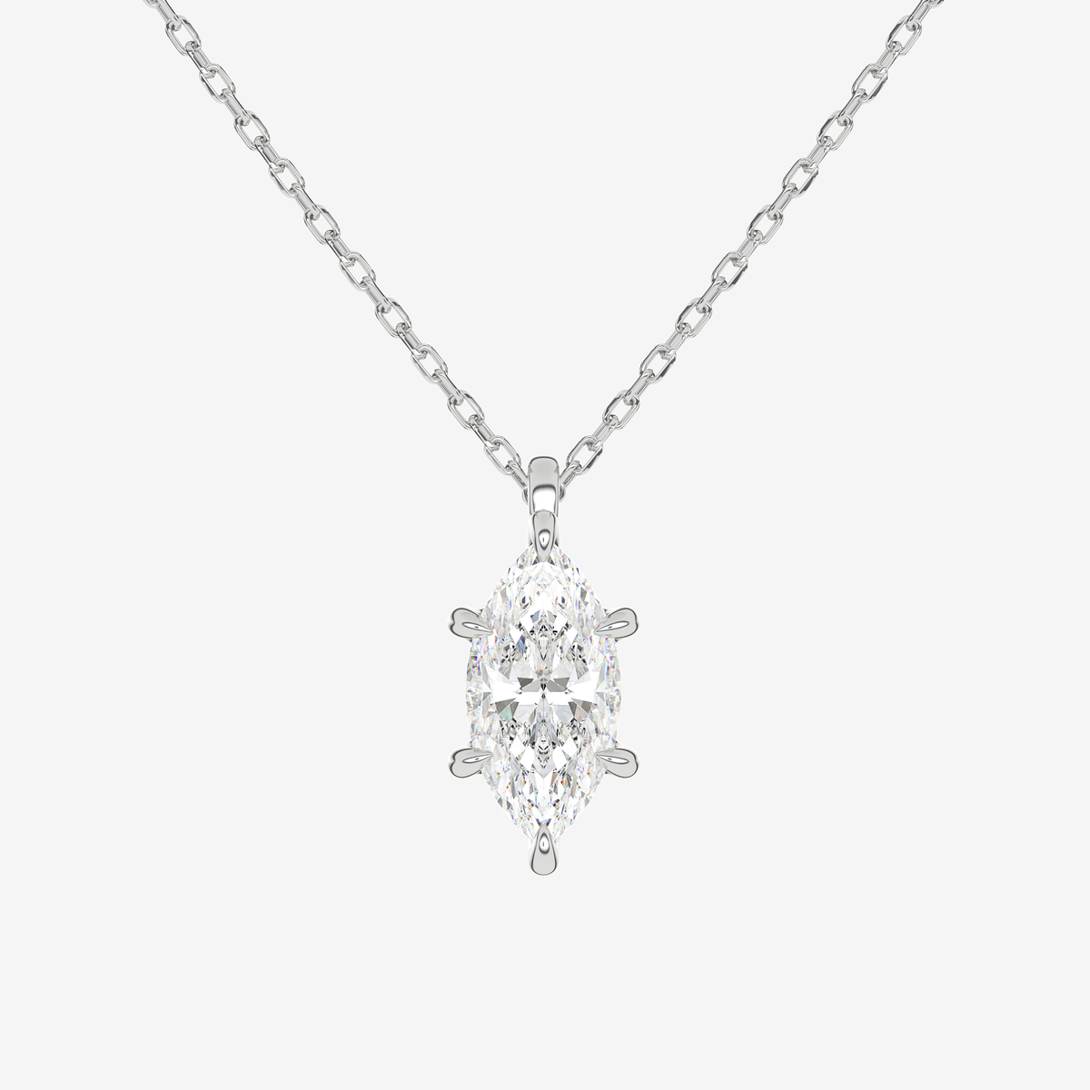 Platinum Marquise Solitaire Lab Grown Diamond Pendant Necklace