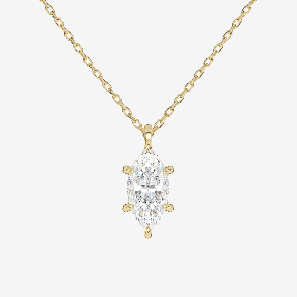 14K Rose Gold Marquise Solitaire Lab Grown Diamond Pendant Necklace