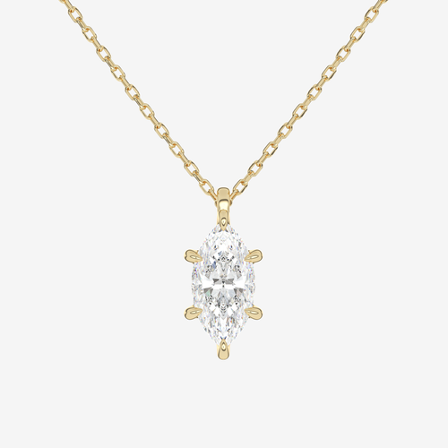 14K Rose Gold Marquise Solitaire Lab Grown Diamond Pendant Necklace