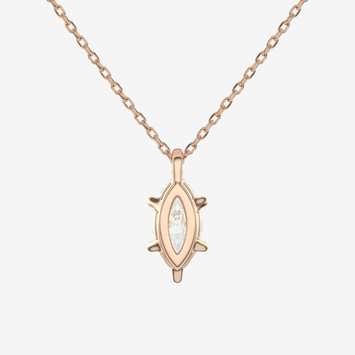 14K Rose Gold Marquise Solitaire Lab Grown Diamond Pendant Necklace