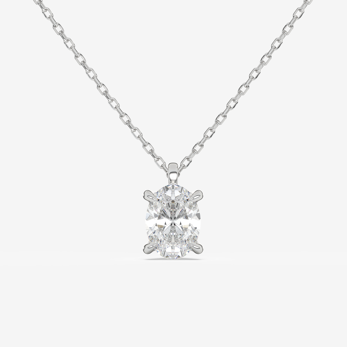 Platinum Oval Solitaire Lab Grown Diamond Pendant Necklace