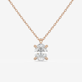 14K Rose Gold Oval Solitaire Lab Grown Diamond Pendant Necklace