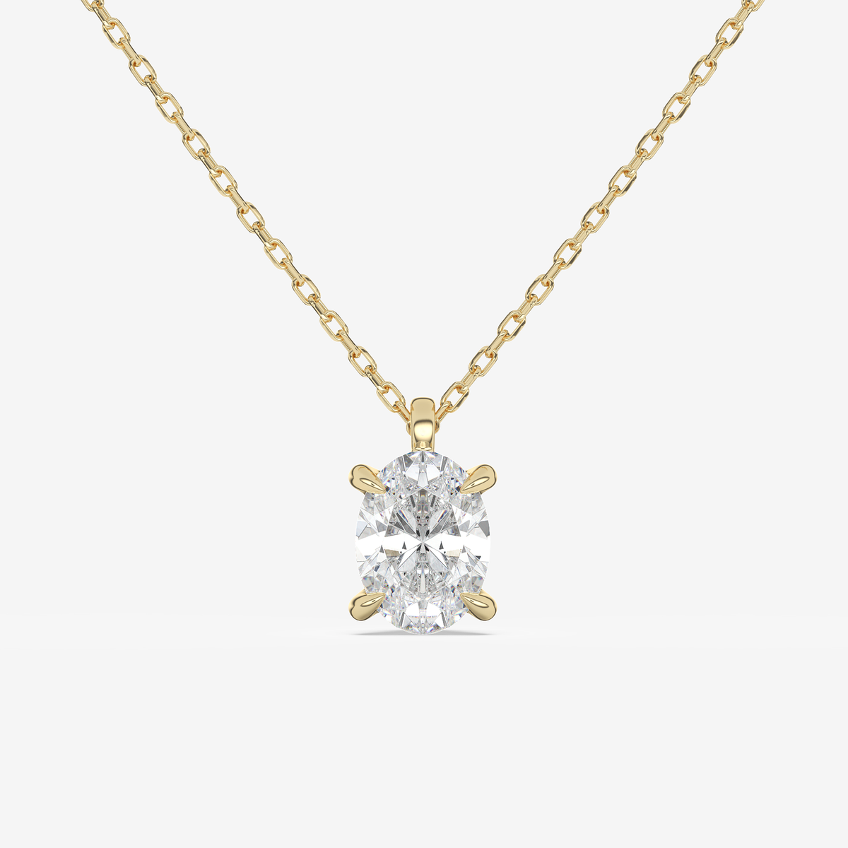 14K Rose Gold Oval Solitaire Lab Grown Diamond Pendant Necklace