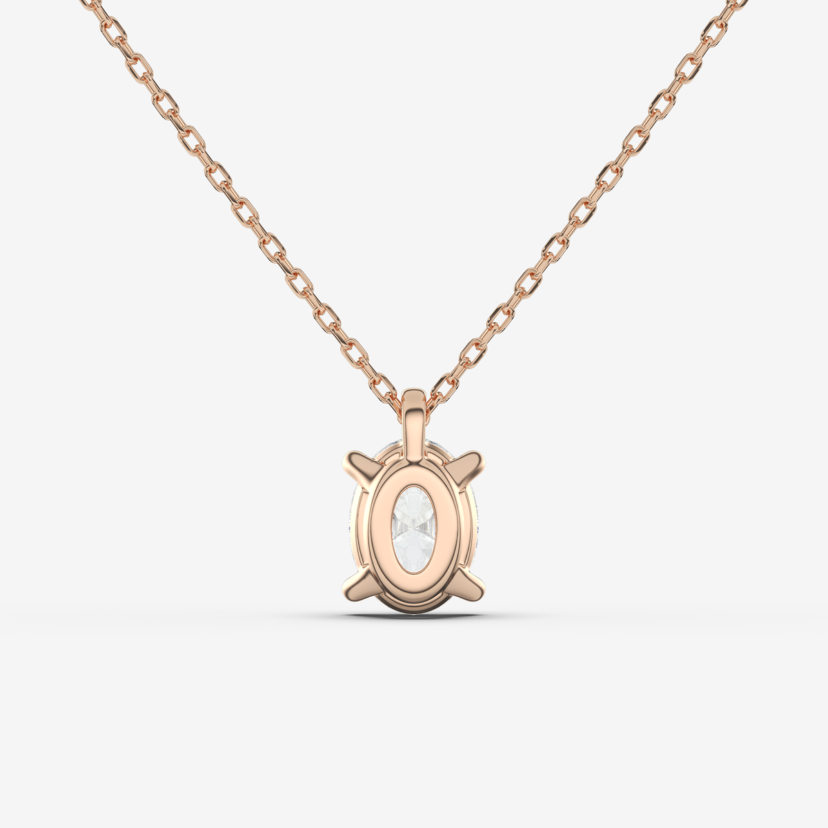 14K Rose Gold Oval Solitaire Lab Grown Diamond Pendant Necklace