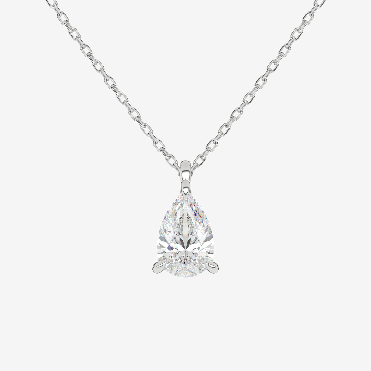 Platinum Pear Solitaire Lab Grown Diamond Pendant Necklace