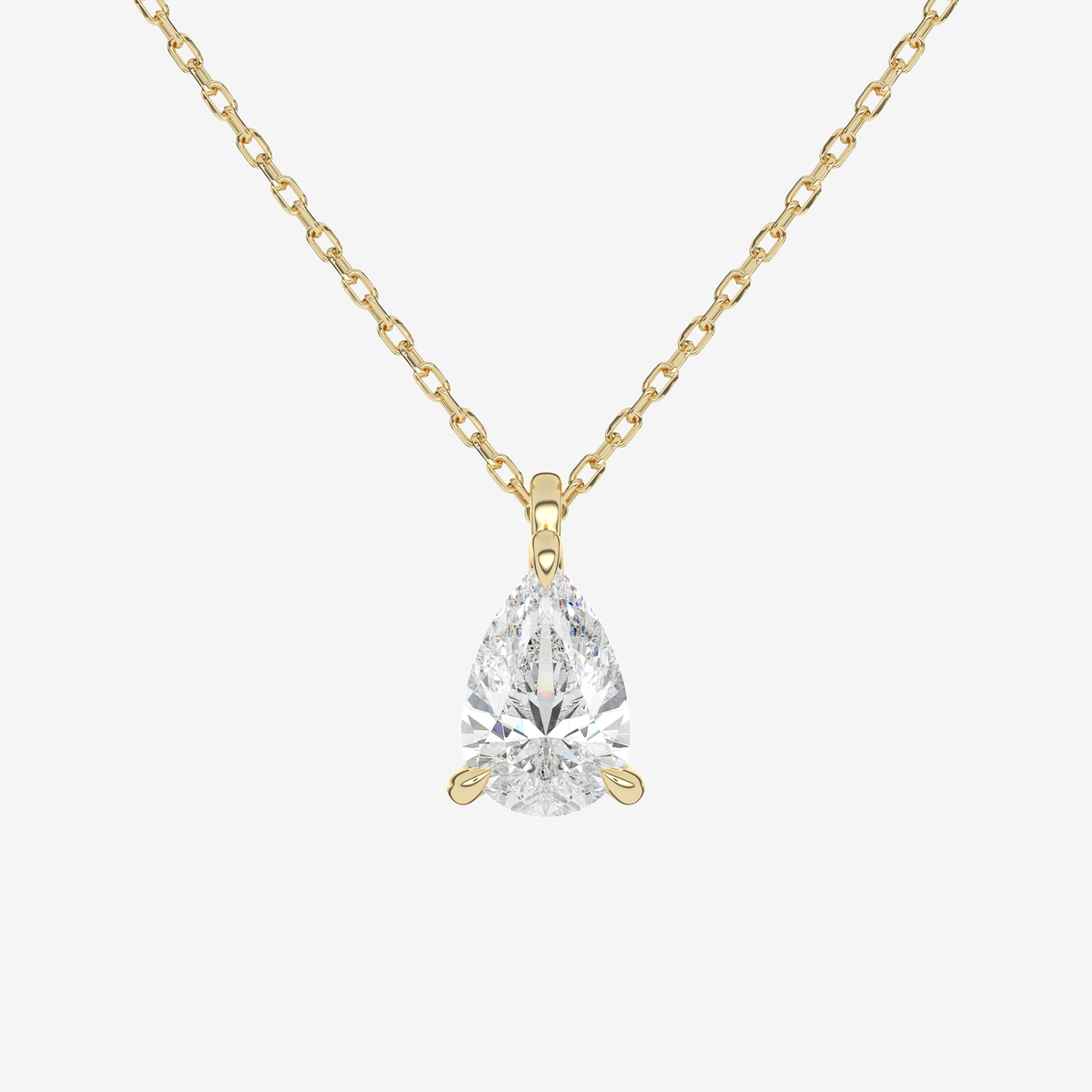14K Rose Gold Pear Solitaire Lab Grown Diamond Pendant Necklace